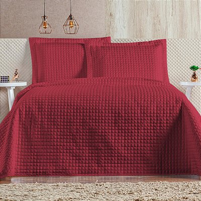 Cobre Leito 3 Peças QUEEN Percal 200 Fios Plata Plata Vermelho