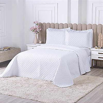 Cobre Leito Milao Casal 3 peças matelado Branco/ Branco