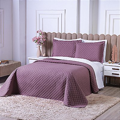 Cobre Leito Milao Casal 3 peças matelado Cassis / Branco