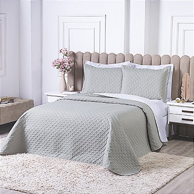 Cobre Leito Milao Casal 3 peças matelado Linho / Branco