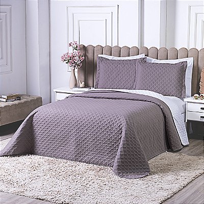 Cobre Leito Milao Casal 3 peças matelado Lavanda / Branco