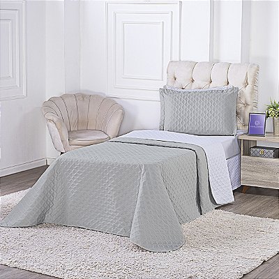 Cobre Leito Milao Solteiro 3 peças 400 fios Linho / Branco