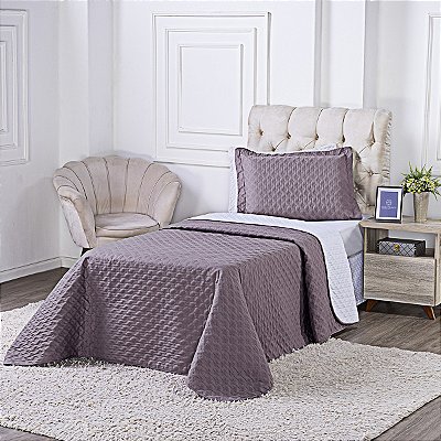 Cobre Leito Milao Solteiro 3 peças 400 fios Lavanda / Branco