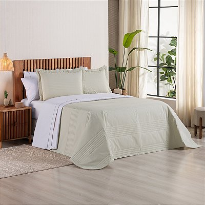 Cobre Leito Premier King 3 peças algodão Cor Caqui