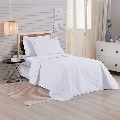 Cobre Leito Premier Solteiro 2 peças algodão Cor Branco