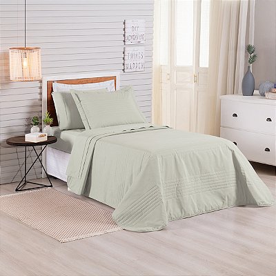 Cobre Leito Premier Solteiro 2 peças algodão Cor Caqui