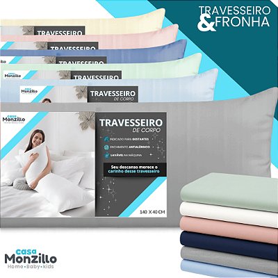 Xuxão Travesseiro de Corpo Antialérgico grande + Fronha 400 Fios Com Zíper