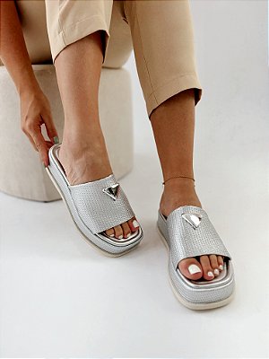 Sandália Feminina Flatform Antonella - Prata