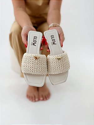 Rasteira Feminina em Palha Analu - Off white
