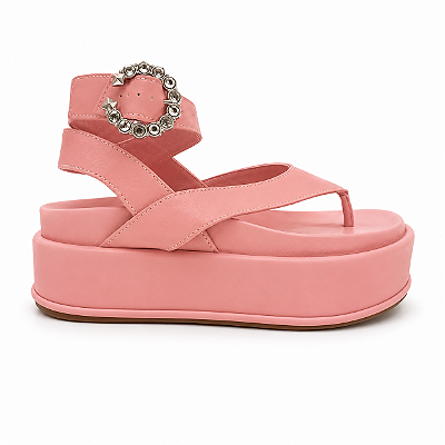 Sandália Feminina Flatform Jade, Conforte e Estilo - Rosa