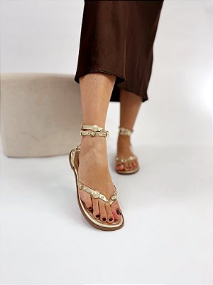 Rasteira Feminina Luisa, Conforto e Estilo - Ouro Light
