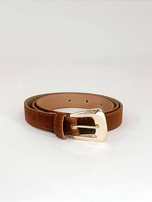 Cinto Feminino com Fivela Dourada Lívia - Caramelo