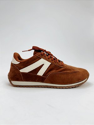 Tênis Feminino Retrô Eloá - Caramelo / Off White