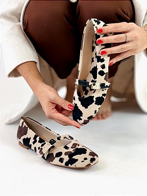 Sapatilha Feminina Confortável Isa - Cow Print