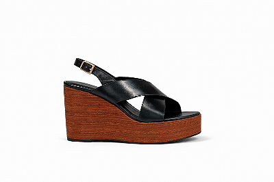 Sandália Feminina Anabela Beatriz - Preto / Marrom