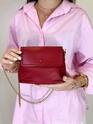 Bolsa Feminina Elisa – Cereja com Corrente Dourada