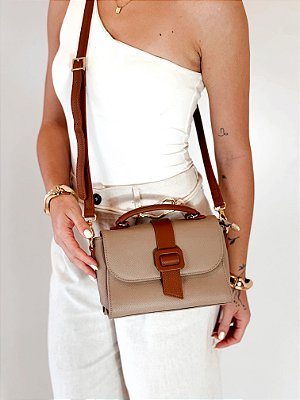 Bolsa Feminina Paola – Cinza com Caramelo