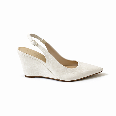 Scarpin Slingback Feminino Elara – Off White Bico Fino