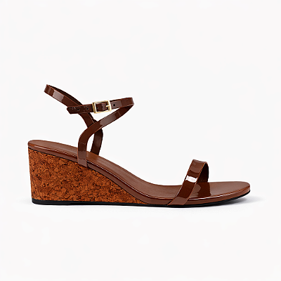 Sandália Anabela Gisele – Marrom com Salto Cortiça