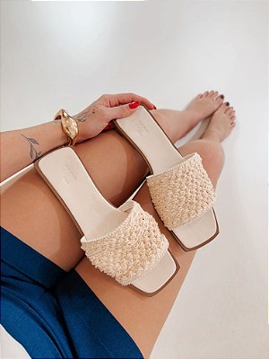 Rasteira Feminina Dóris em Crochê – Off White