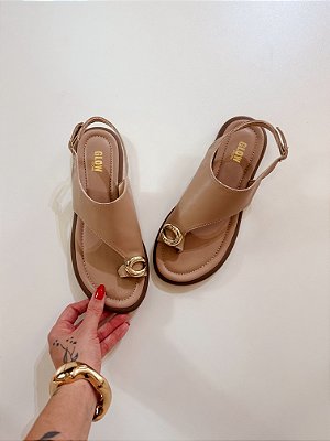 Rasteira Feminina com Peça Dedal Luizi – Amêndoa