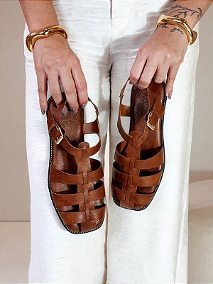 Rasteira Feminina Milaine Pescadora – Marrom