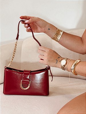 Bolsa Feminina Milano – Marsala com Fivela Dourada