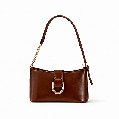 Bolsa Feminina Milano – Café com Fivela Dourada