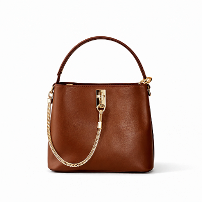 Bolsa Feminina Olivia – Caramelo com Café Estruturada