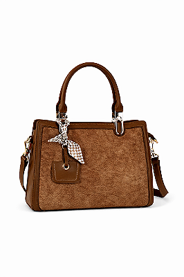 Bolsa Feminina Lucca – Caramelo com Tecido Texturizado