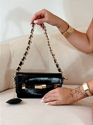 Bolsa Feminina Luna – Preta com Corrente Dourada