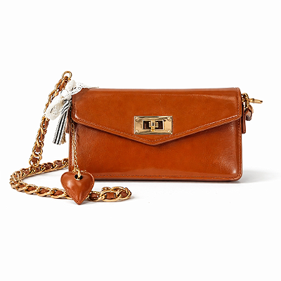 Bolsa Feminina Siena – Caramelo com Corrente Dourada