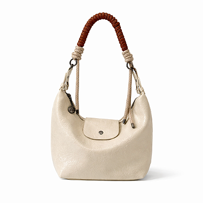 Bolsa Feminina Bella – Off White, Média com Alça Transversal