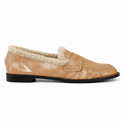 Mocassim Feminino Luana – Bege com Forro Peluciado