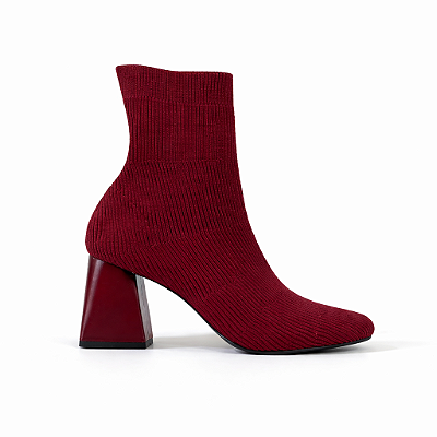 Bota Meia Feminina Duda – Marsala Knit com Salto 7cm