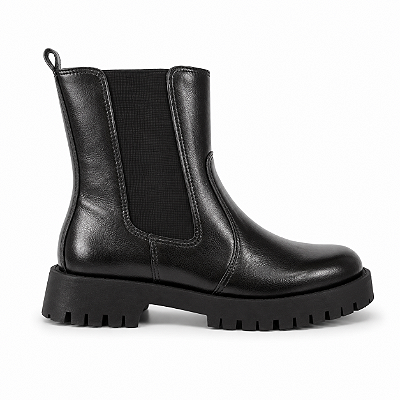 Bota Feminina Taina - Coturno Preto Cano Médio Tratorado | Glow Store