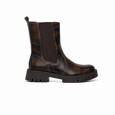 Bota Feminina Taina – Café Coturno Cano Médio Tratorado | Glow Store