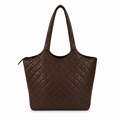 Bolsa Feminina Charlotte – Café Grande com Alça de Ombro | Glow Store
