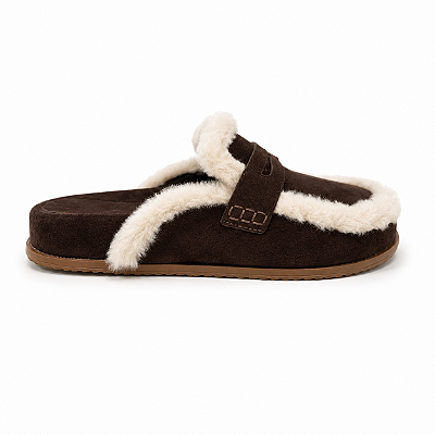 Clog Feminino Lara – Café com Off White | Glow Store