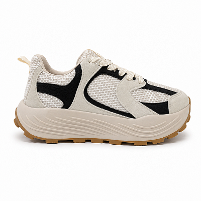 Tênis Feminino Tairine – Off White com Preto Sola Alta | Glow Store