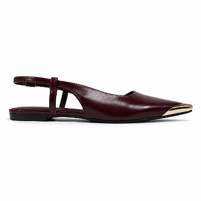 Sapatilha Feminina Firenze Marsala com Bico Dourado | Glow Store