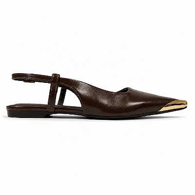 Sapatilha Feminina Firenze Café com Bico Dourado | Glow Store