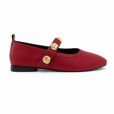 Sapatilha Feminina Laura - Vermelha com Aplicações Douradas | Glow Store