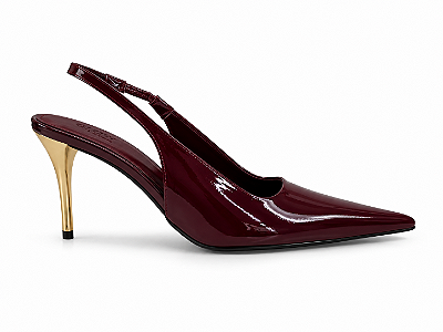 Scarpin Feminino Mônaco - Marsala Verniz com Salto Dourado 7 cm | Glow Store