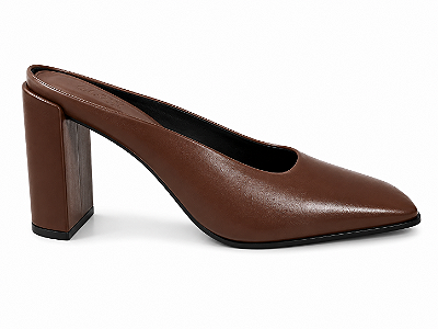 Mule Feminino Siena - Café Bico Quadrado Salto Bloco