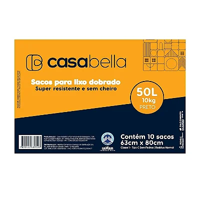 Saco de Lixo Casabella Preto 250 Unidades