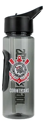 Garrafa Plástico com Canudo Corinthians
