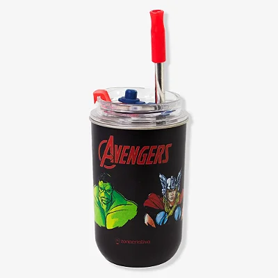 Copo Neo com Canudo Avengers