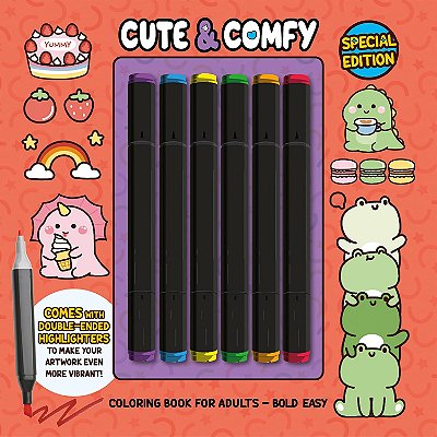 Livro para Colorir Cute & Comfy Com 6 Canetinhas Marker Pen