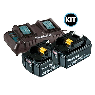 Kit Carregador Duplo + 2 Baterias 18V 5Ah DC18RD Makita